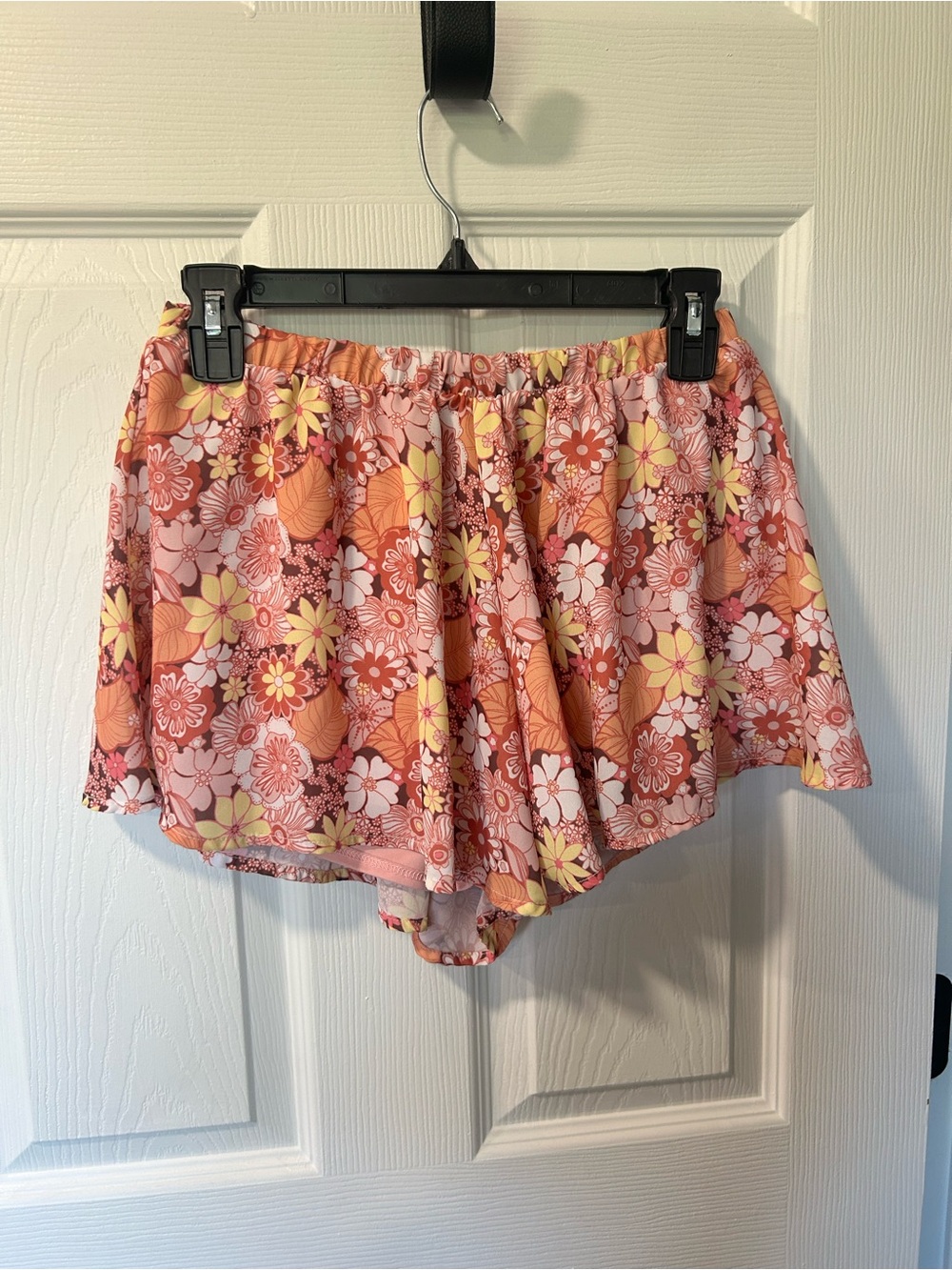 Altar'd State Pink & Orange Floral Elastic-Waist Skort